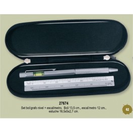 Estojo c/ Esferografica c/Nivel e escala numérica